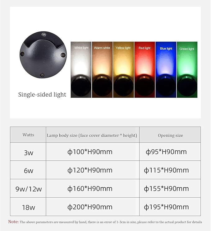IP65 Waterproof Low Voltage LED Recessed Ground Lights - 3W Green &amp 6W Glass Landscape Spotlights for Driveway Deck Steps and Garden - 12/24V Embedded Outdoor Lighting