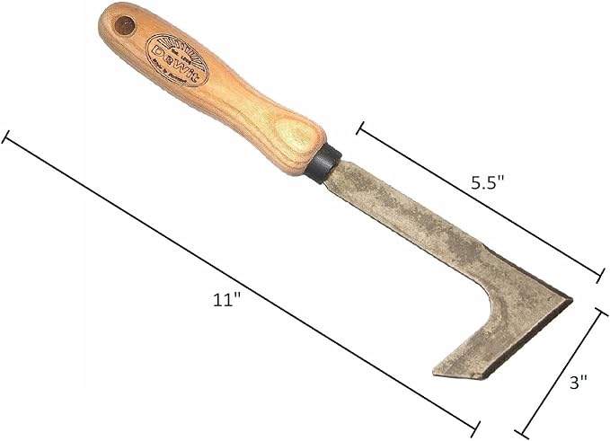 DeWit Patio Tool Set – Rock-N-Root Trowel 5-Tine Cultivator &amp Patio Knife | Hand-Forged Boron Steel Garden Tools with Ash Wood Handles