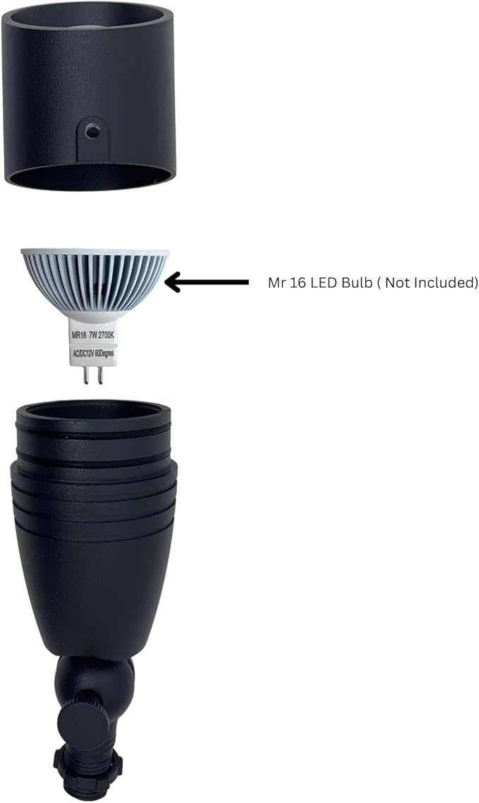 Top Notch Aluminum Black Outdoor Landscape Spotlight (4 Pack) 12V Heavy Duty Low Voltage LED Spot Light Waterproof for Garden and Yard Up Lighting Fixture Without Bulb
