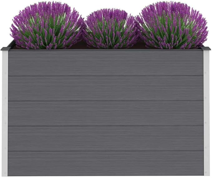 vidaXL Garden Planter WPC 150x50x91cm Grey Outdoor Lawn Flower Pot Raised Bed