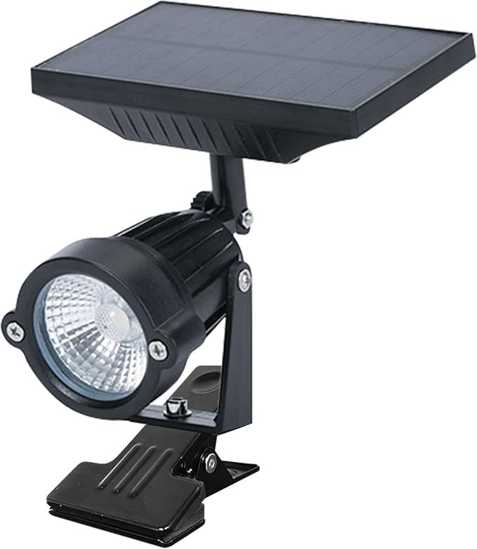 Outdoor LED Spotlight Waterproof Solar Spotlights with Clip Security Tree Spotlights Adjustable IP65 Mini Clip Lamp for Billboards Courtyard Garden Pathway Light-Operated HWD0174