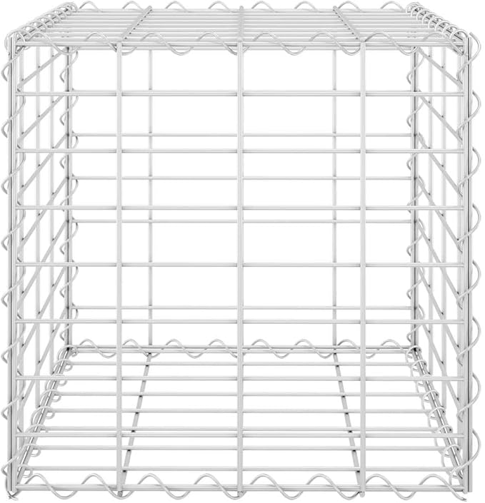 15.7 Galvanized Steel Cube Gabion Raised Planter Box with Drainage Silver Easy Assembly for Garden Patio