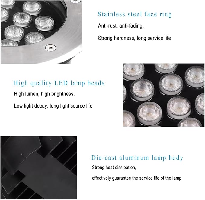 Outdoor Landscape Lights - LED Underground Light AC85-110V Recessed Spotlight IP66 Waterproof Ground Light for Walkway Garden Courtyard Step Decorative Landscape Lamp