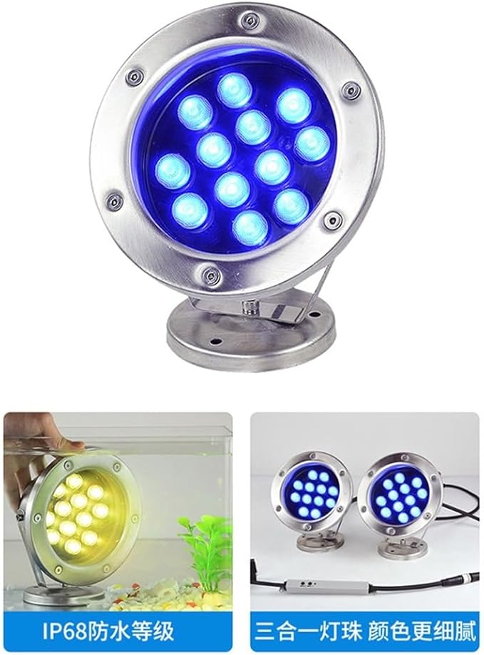 4pcs/lot 24V Stainless Steel Underwater Lights Underwater Lights Led Pool Lights Landscape Pool Spotlights Square Fountain Lights (Color : C8 Size : 15W)