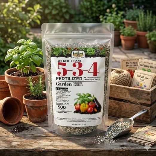 Old Cobblers Farm Wicked 5-3-4 All-Purpose Fertilizer – Balanced Nutrition for Gardens Lawns &amp Plants (5 lbs | 10 lbs | 15 lbs | 20 lbs) (5 lbs)