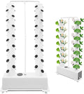 Hydroponics Growing System 56 Plants Indoor Hydroponic Tower Vertical Farming Tower with Pump and Wheels Hydroponic Germination Kit for Gardening Lover White