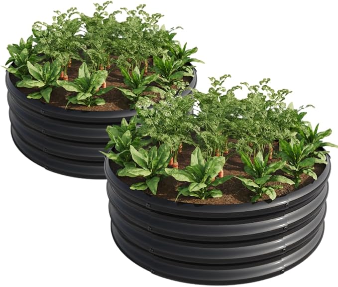Heavy-Duty Galvanized Steel Raised Garden Bed for Vegetables Herbs Flowers and Succulents – Rust-Resistant Outdoor Planter Box (2PCS Black with 32.08x11.4 inches)