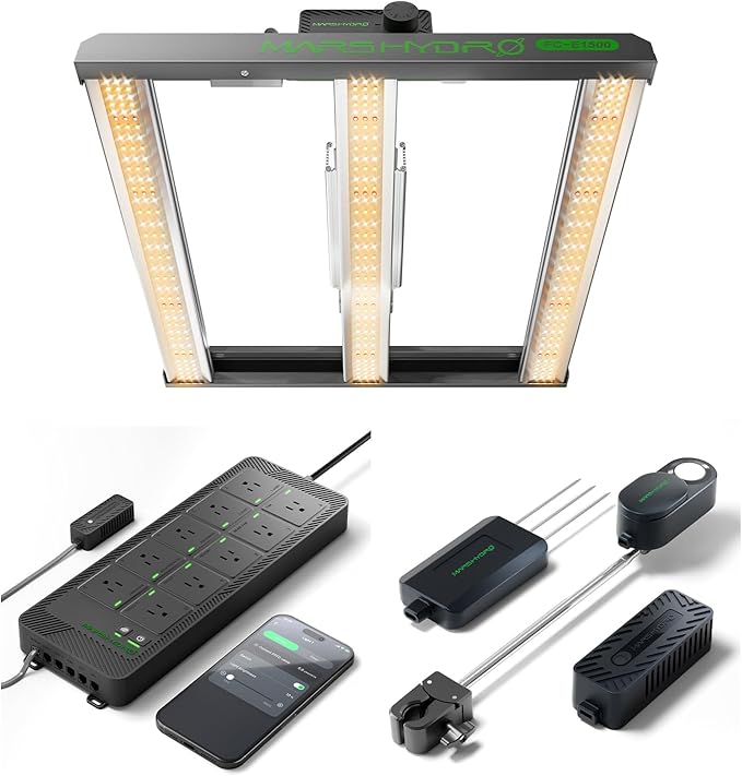 MARS HYDRO FC-E1500 150Watt LED Grow Light 2.5x2.5ft Full Spectrum Grow Light and iHub-Pro and Smart Sensor Kit: PPFD CO₂ and Soil Sensors