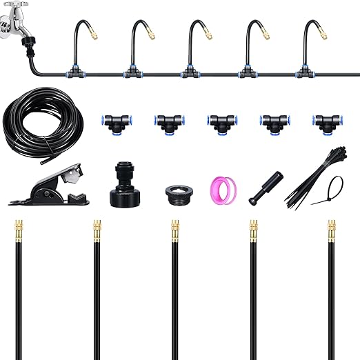 16FT Drip Irrigation System 360° Adjustable Sprinkler Irrigation Kit Plant Mister System for Garden Watering (16FT/5M)