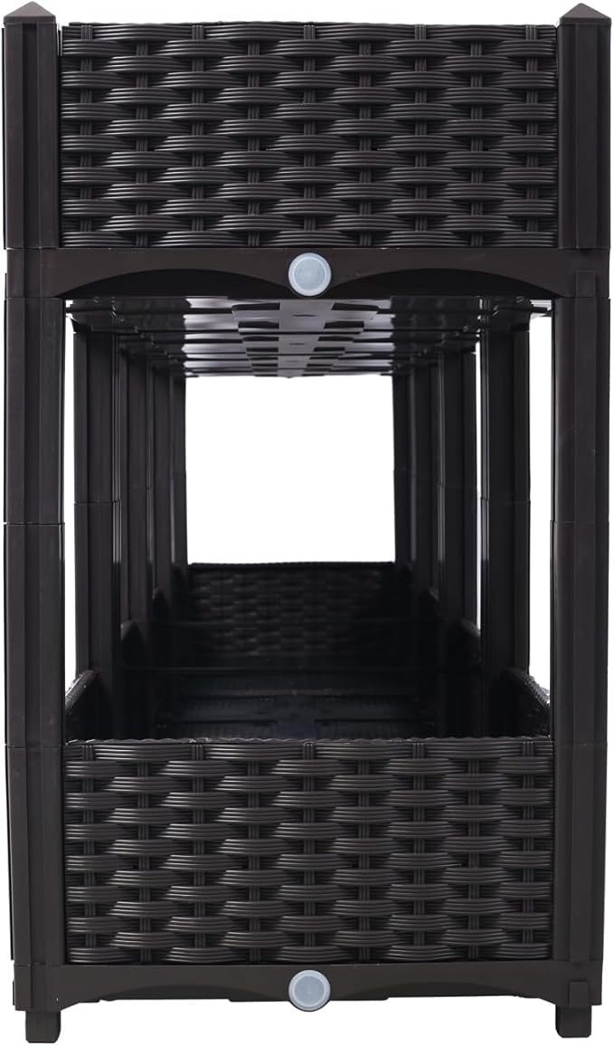 ZeHuoGe Planter Raised Beds Elevated Garden Box with Drainage Plug Raised Garden Beds for Vegetable/Flower/Herb Outdoor Standing Beds Gardening (Brown 63 Inch)