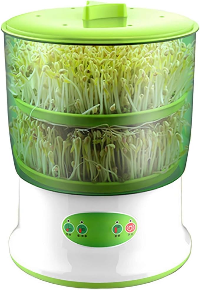 2-Tier Seed Sprouting Kit Stackable Bean Seed Sprouter Tray Ripple Soil-Free Sprouter Tray for Beans Alfalfa Seeds Bean Sprouts Machine A