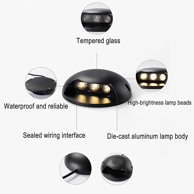 LED Landscape Lights - Outdoor Buried Lights Warm White AC 220V Ground Spotlight IP67 Waterproof Walkway Light Stair Step Light No Need to Drill Holes Wall Light Easy Installation