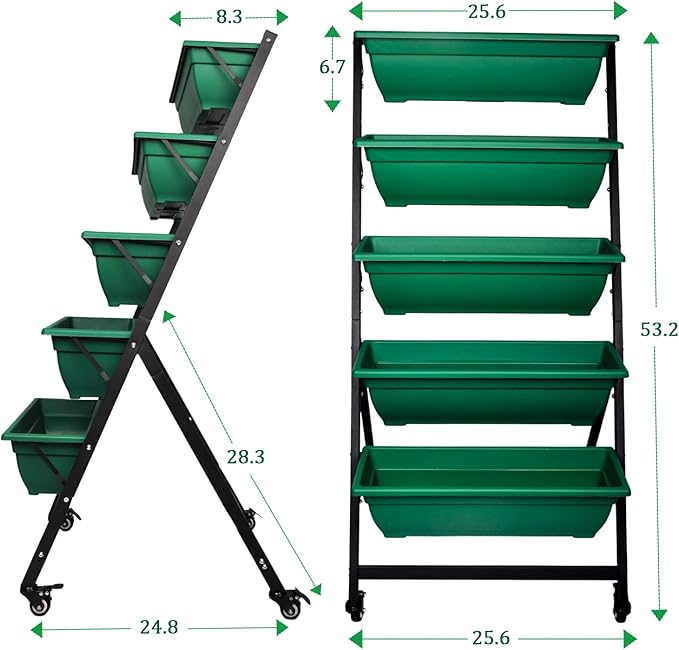 4FT Vertical Raised Garden Bed 5 Tier Planter Box with Wheels to Grow Flowers Vegetables Herbs on Your Patio Balcony Greenhouse for Outdoor and Indoor Gardening