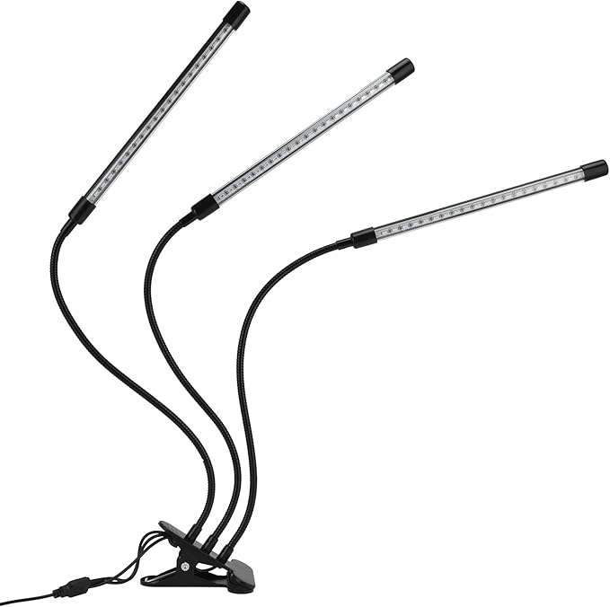 USB Grow Lamp for Indoor Plants | 5V Adjustable Gooseneck with Auto Timer | Clip On Plant Lamp for Hydroponics/Succulents/Seedlings | 3 Illumination Modes 360° Flexible Neck