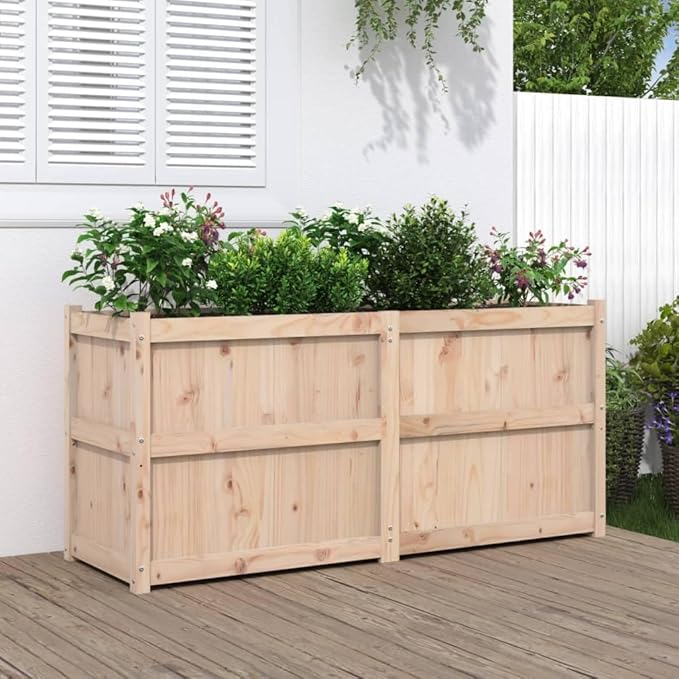Garden Planter Natural Wood Basket Steel Welded Wire Large Solid Pine for Raised Bed Stone Landscape Patio Cages