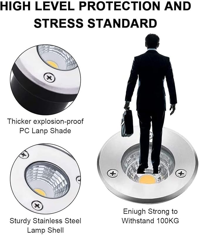 3W IP67 Recessed Outdoor LED Spotlight - Landscape Lighting for Patio Garden Walkway Decoration