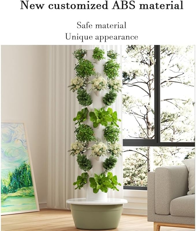 Hydroponics Growing System Tower Vertical Garden Planter with LED Grow Light Intelligent Water Cycle Settings for Herbs Fruits Vegetables(7 Layers)
