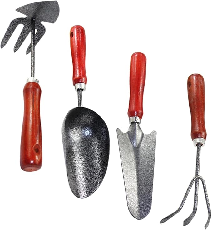 Ergonomic Gardening Shovel High-Strength Steel Garden Tools for Digging Planting Weeding with Extended Narrow Spade Triple Claw Rake Dual-use Hoe and Soil Scoop for Home and
