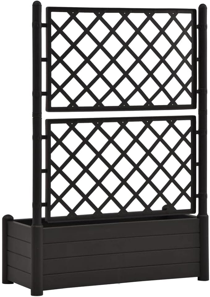 Garden Planter with TrellisPP Planter with Trellis Planter Box with Trellis Raised Garden Bed Outdoor for Plants Hanging Flower Baskets 39.4x16.9x55.9 Anthracite