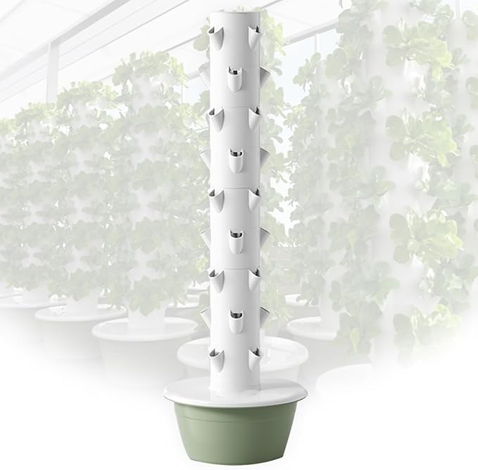 5/7/9 Tier Hydroponic Tower Aeroponic Tower Garden System Vertical Hydroponic Ggarden Tower with Pump Space Saving Design for Gardening Lover(165cm/65in)