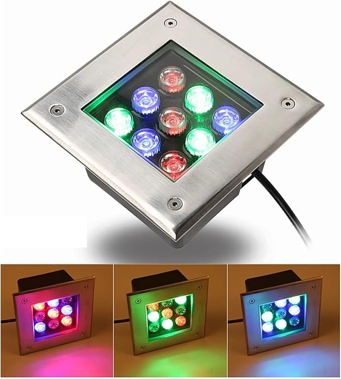 RGB Square Underground Light Recessed Spotlights IP66 Waterproof Outdoor Ground Light for Courtyard Garden Lawn Tree Walkway Landscape Lighting