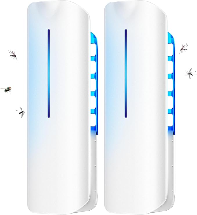 Fruit Fly Traps Indoor for Home: Plug in Mosquito Bug Zapper Gnat Moth Catcher with 9W Night UV Light 2 Devices 20 Sticky Glue Board Refills for Indoors Flying Insect Trap
