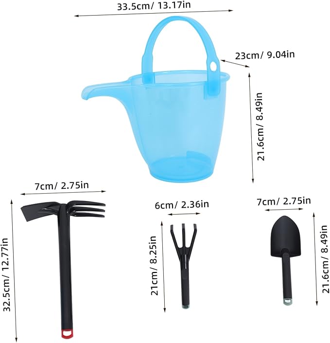 Garden Tool Set with Bucket Plastic Shovel and Soil Fork Lightweight Ergonomic Gardening for Beach Home Garden and Weeding Activities