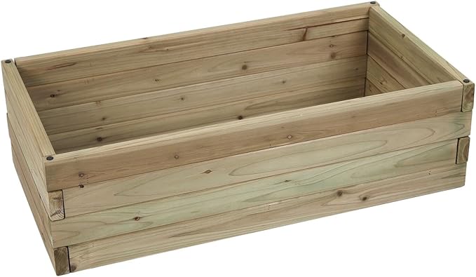 LuxenHome Wood 32 Raised Garden Bed Fir Wood Planting Bed Solid Wood for Vegetable Flower Herbfor Outdoor Lawn Yard Patio Use