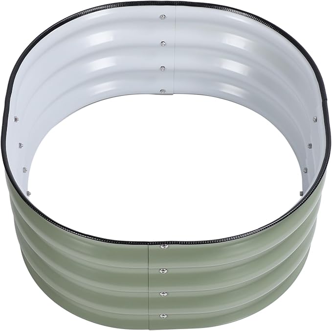 Raised Garden Bed Planter Boxes Stainless Steel Open Bottom Safe Durable Outdoor Raised Planter Bed for Home School Garden Planting Flowers Vegetables 60x60x28cm (Light Green)