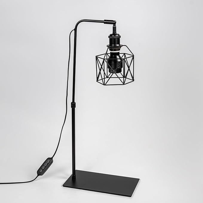 15ft Timer Cord Black Metal with Cage Shade Free Standing Plants Grow Stand Light 10W 4500K Full Spectrum Bulb Included Adjusted Height Retro Style