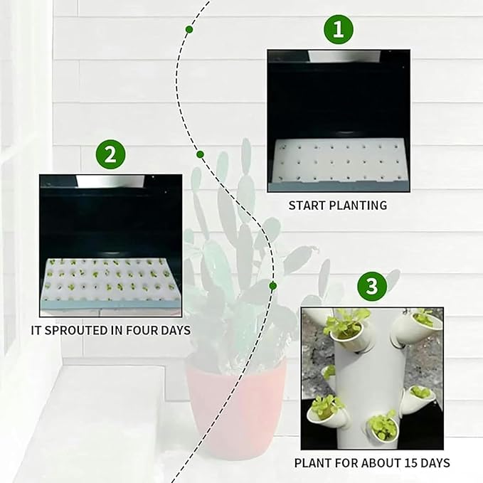 Hydroponics Growing System 25 Pods Hydroponics Tower with LED Grow Light Vertical Herbs Garden Planter Plant Germination Kit Aeroponics Growing Kit with Hydrating Pump Adapter