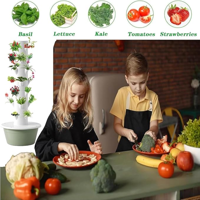 Smart Indoor Hydroponic Tower Garden Kit with Movable Water Tank and Pump(Size:9 Layer)