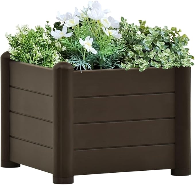Garden Raised Bed Horse Trough planters Planter Boxes Standing Planter Gardening Box Suitable for Corridor Courtyard Nursery Orchard PP Mocha 16.9x16.9x13.8