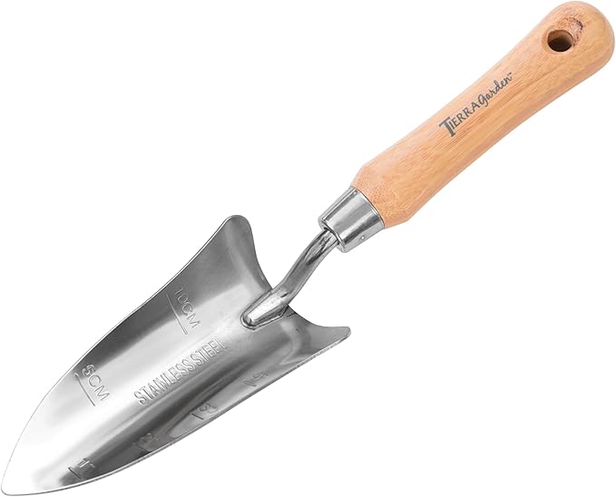 Green Tidy Tray with Stainless Steel Transplanter and Scoop – Durable Bamboo Handle Garden Tool Set