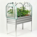 PeakPursuit Raised Garden Bed with Greenhouse Cover Raised Bed with Legs &amp Built-in Spray Tube for Vegetables Galvanized Metal Elevated Planter Box for Patio Backyard Balcony