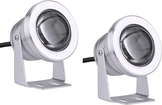 Underwater Mains Pond Lights IP68 Waterproof LED Lights Pond Lights with Remote Controller10W Multicolor LED Waterproof Lamp for Aquarium Pond(White2PCS 10W(AC85-265V))