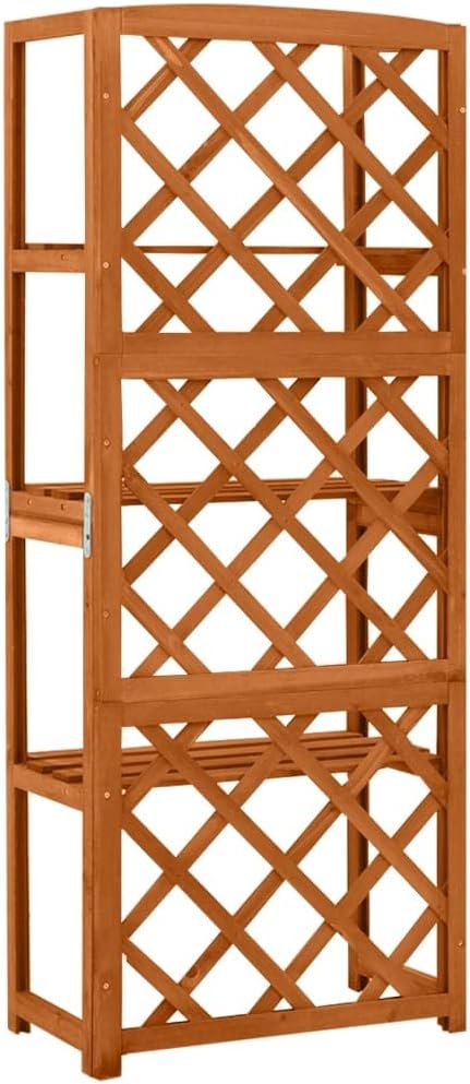 Trellis with 3 Shelves 21.6x11.8x55.1 Solid Fir Wood Planter Raised for Indoor Outdoor Garden Vegetables Flower Herb Plants Bed Elevated Wooden Box Stand for Backyard Patio BalconyBrown