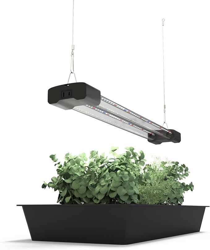 DYMOND BoostGro LED Seed Starter Grow Light Full Spectrum Linkable 5000k Daylight + 660nm Red + 450nm Blue Indoor Plant Lighting Fixture (2 FT Black)