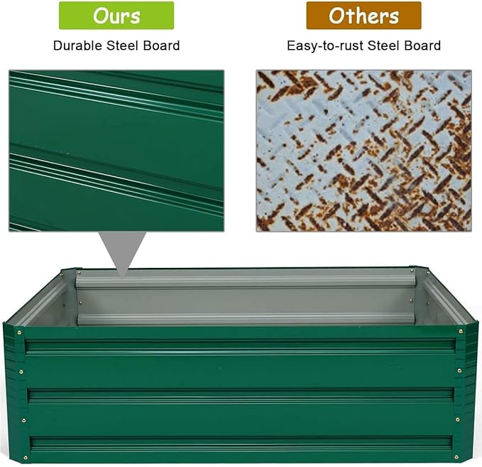 GRAFFY Steel Raised Garden Bed Reinforced Plant Growing Container for Vegetable Flower Herb Plants Outdoor Grass Patio Lawn Garden Beds Box (40 L x 32 W x 12.0 H)