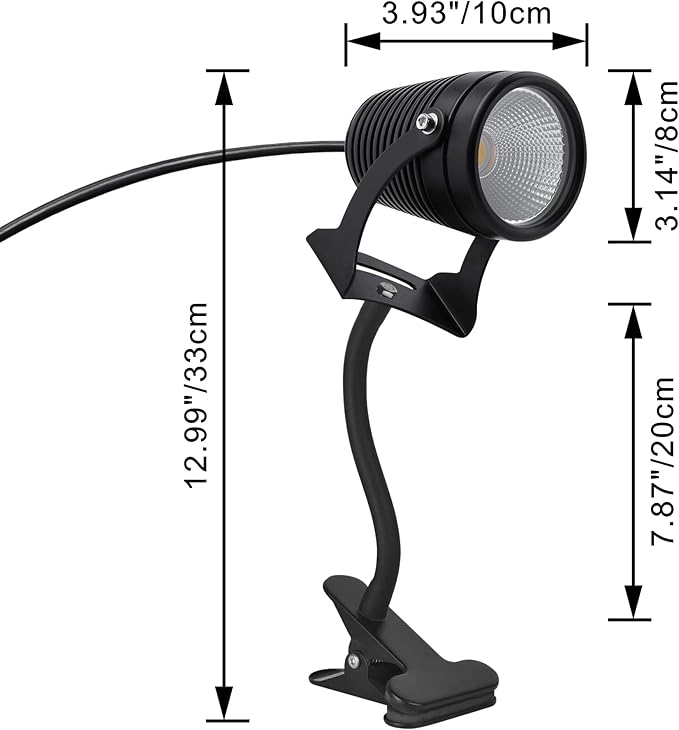 kiven IP65 Waterproof LED Landscape Accent Uplight Grey Decorative Spotlight Lamp with Plug-in Cord and Timer for Indoor Outdoor Yard Plants Advertising Board (10W Yellow Light)
