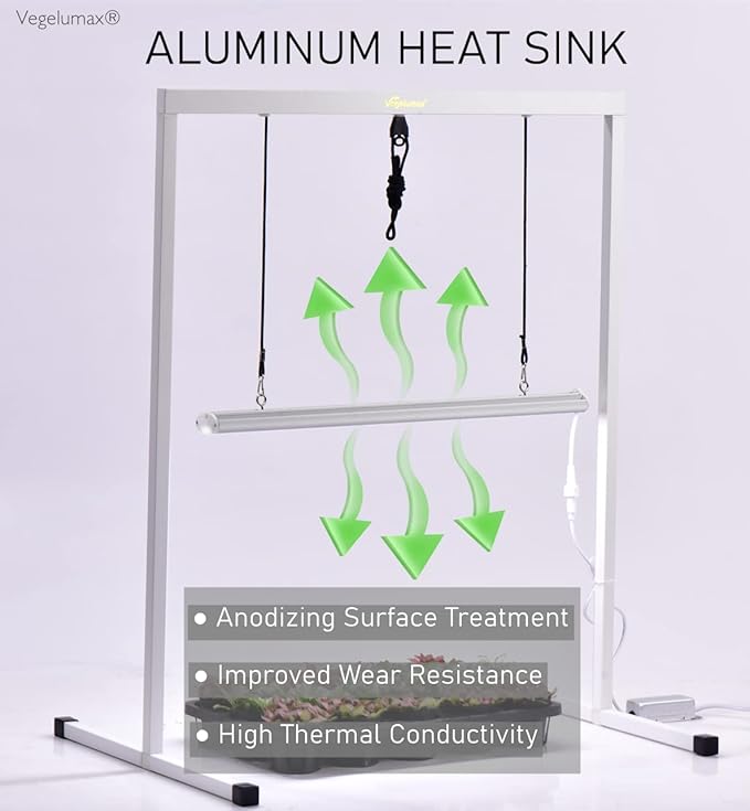 50Watt 2 Feet LED Grow Light Lamp Stand Rack with White Light Full Spectrum CRI90+ for SeedlingSeed Starting Plant GrowingIron Pipe FrameAluminum Heat SinkCCT6500KLamp Height Adjustable