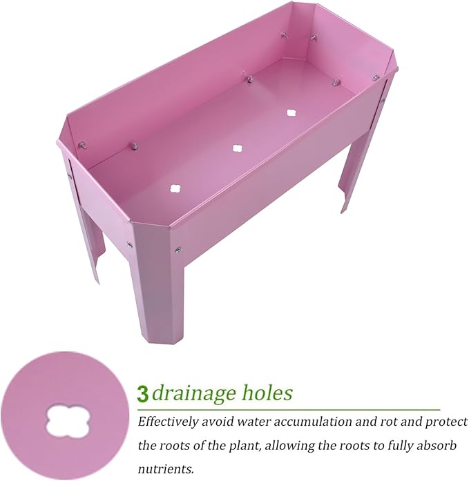Galvanized Raised Garden Bed 24x10.5x17.5 Inch 2pcs Elevated Metal Planter Box with Legs for Vegetable Flower Herb Outdoors Backyard Patio Balcony 2pcs Pink
