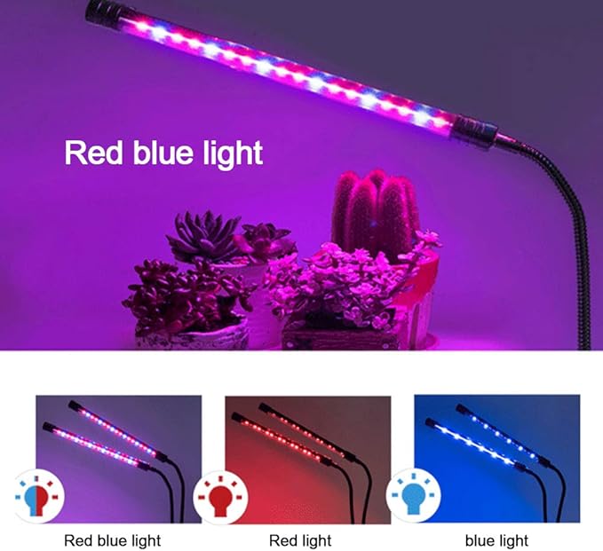 LED Grow Light 27W Red Blue Full Spectrum Timing 54 LED 5 Dimmable Levels Plant Grow Lights for Indoor Plants Adjustable Gooseneck 4 8 12H Timer 3 Switch Modes Waterproof
