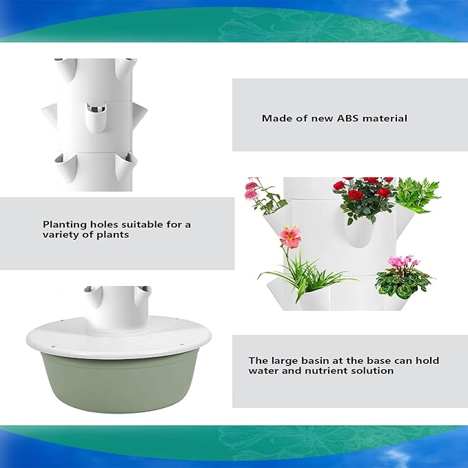 Hydroponics Growing System Tower with Hydrating Pump Outdoor Indoor Vertical Tower Smart Garden Kit for Fruits and Vegetables5Tier