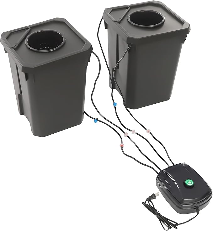 Hydroponics Growing System with Top Drip Kit 5 Gallon Deep Water Culture Bucket System with 12W Air Pump Recirculating Drip Garden System for Growing Plants Flowers Vegetables Fruits