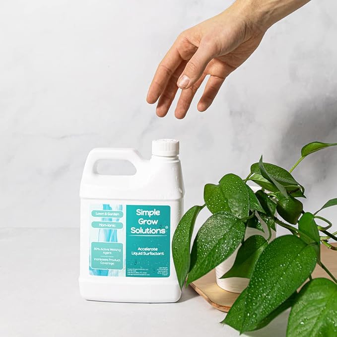 Liquid Surfactant Non-Ionic - Accelerate Performance &amp Effectiveness of Foliar Fertilizer and Other Lawn &amp Garden Solutions - Better Wetting Sticking &amp Absorption - 32 Ounce - Simple Gro
