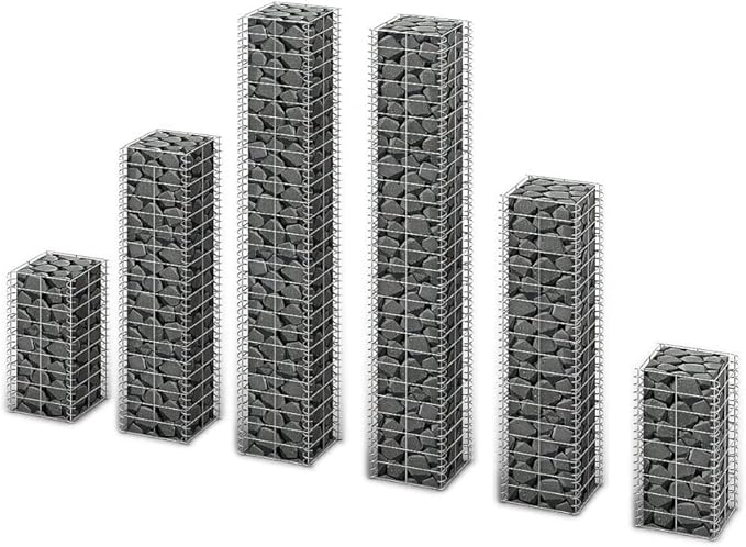 6 Piece Gabion Set Galvanized Wire Gabion Raised Bed Gabion Cages Basket Steel Woven Gabion Net for Backyard Garden