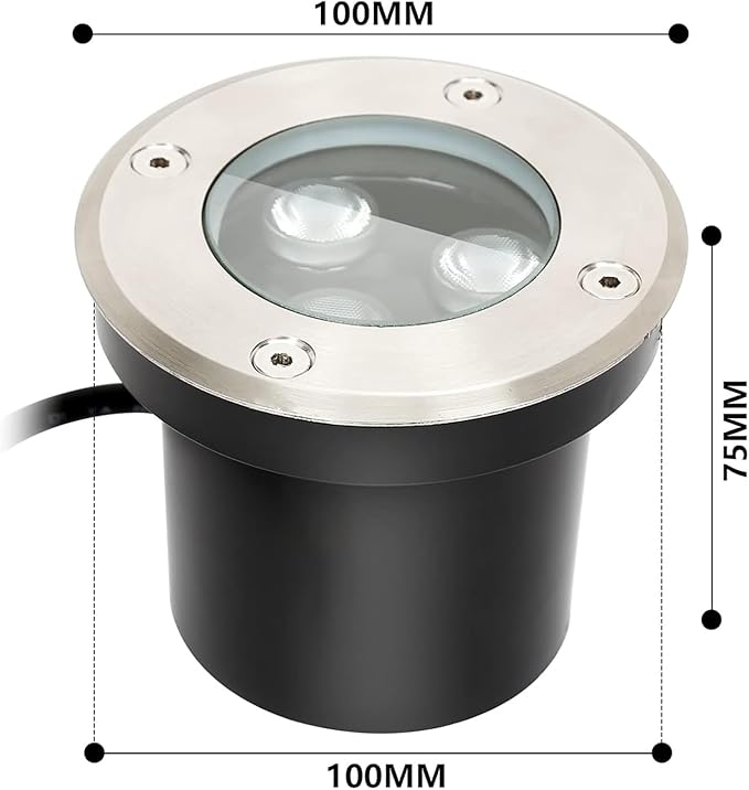 Outdoor Buried Lights 85-265V Ground LED Landscape Lamp IP65 Waterproof Outdoor Recessed LED Spotlights Stainless Steel Material Round Buried Light High Load-BWarm White-1PCS-3W