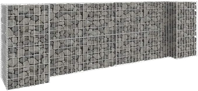 Gabion Planter Silver Steel Wire 102.4 x 15.7 x 31.5 Inch Rectangular Raised Garden Bed for Outdoor Plants Durable Metal for Patio Gardening