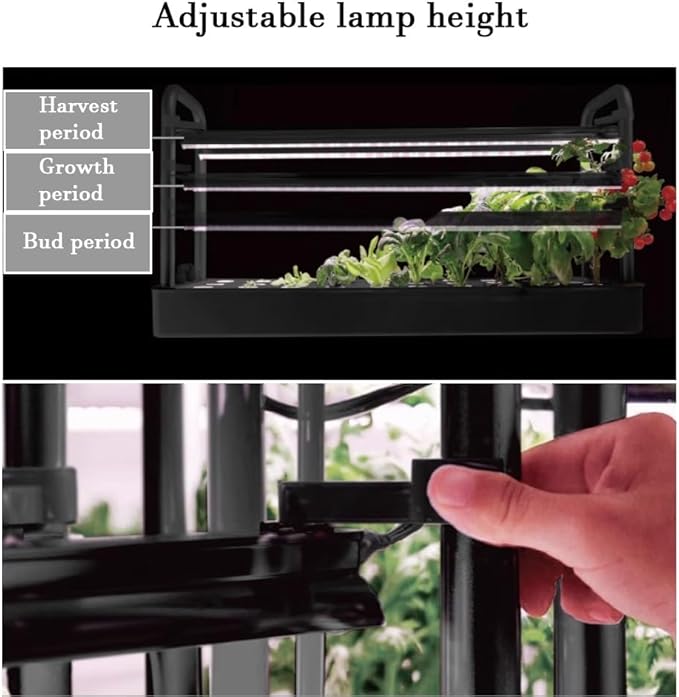 Hydroponics Growing System Kit with Universal Wheel Hydroponics Tower with Grow Light Auto Circulating Water System Adjustable Lamp Height for Fruits Vegetables